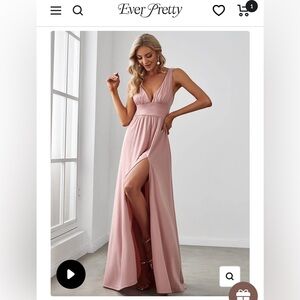 Ever Pretty Blush pink Maxi Dress with Slit plunge v neck 8